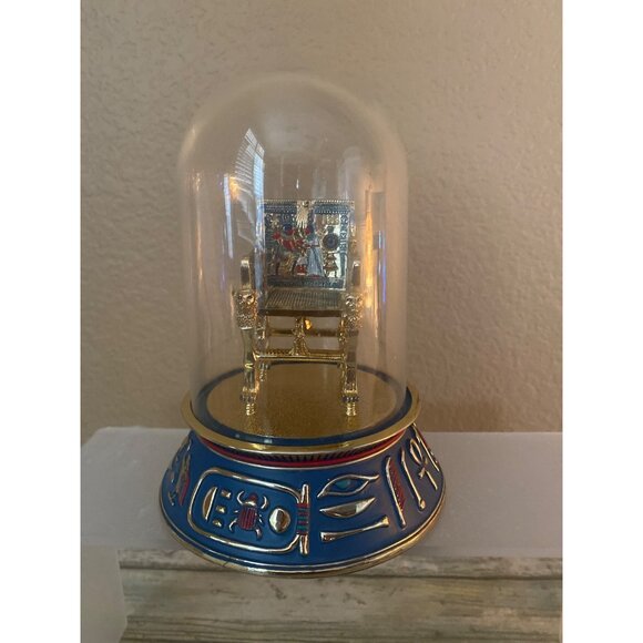 Franklin Mint “The Throne” Tutankhamun Egyptian Miniature w/ Glass Dome - Picture 2 of 14